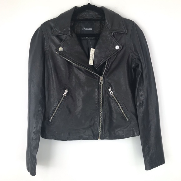 NWT Madewell Washed Leather Motorcyle Jacket - Picture 4 of 7